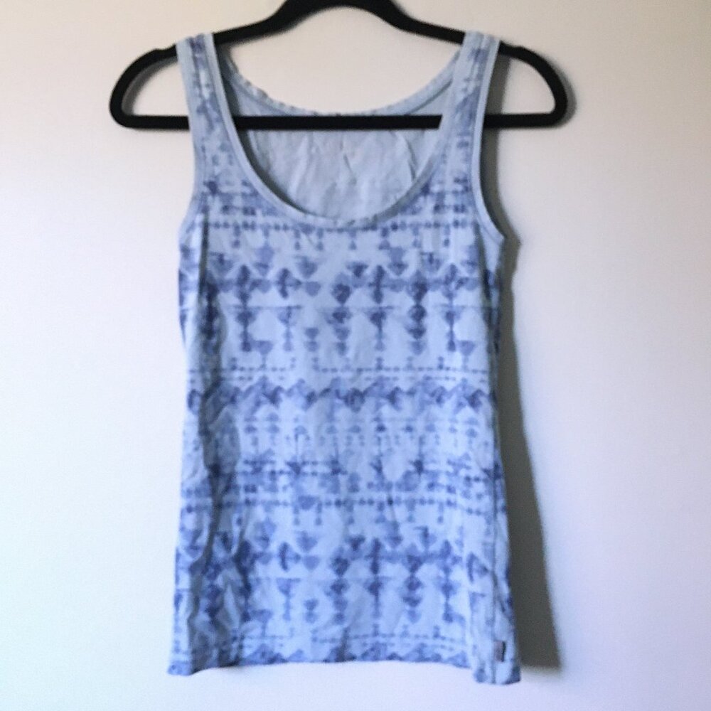 Eddie Bauer Blue Abstract Tie Dye Stretchy Jersey Tank Top XS